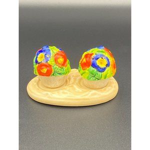 Flower Bouquet Salt & Pepper Shakers Flowers Basket Vintage Japanese